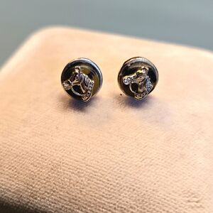 Gold Tortoise Shell Horse Earrings